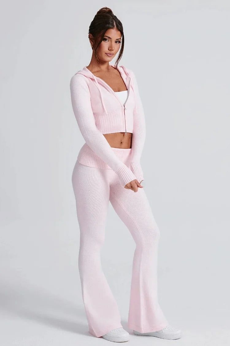 Hooded Knit Crop Set