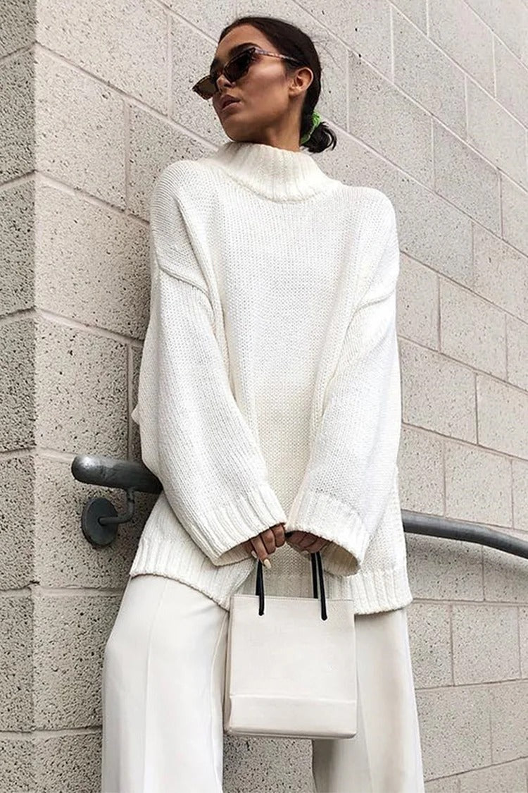 White High Neck Knit Sweater